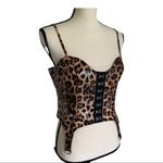 Pretty Little Thing Tan Pu Leopard Print Stirup Hook And Eye Corset Size 4 Photo 1