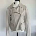 Apt. 9  Tan Leather Jacket with Asymmetrical Zipper Photo 4