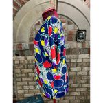 blouse abstract floral bright red blue yellow navy Size M Photo 3