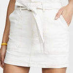 Free People  High Waisted Belted White Denim Belted Skirt Size 0 XS Boho Western Photo 0