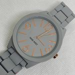 Nine West gray tone 42mm quartz analog gold tone indices size 7” running Photo 1