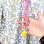 Z&L Europe Blue Pink Printed Bell Sleeve Dress Sz L Size L Photo 2