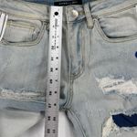 Embellish Distressed Ripped Denim Jeans White Stripe‎ Light Wash Womens Size 28 Blue Photo 2