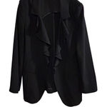 White House | Black Market  Women's Black Ruffle Blazer Formal Jacket Photo 0