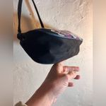 Black Suede Bag Vintage LULU GUINESS Purple Blue Floral embroideried needlepoint Photo 8