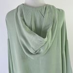 Lumière New V-Neck Hooded Top Drawstring Hem Woven Hoodie Sage Photo 8