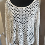 Honlua Wahine White Crochet Lace Bathing Suit Swim Cover Up Long Sleeve Sheer M‎ Size M Photo 0