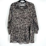 ZARA  Woman Cheetah Peplum Tunic Length Button‎ Down Blouse medium Photo 4