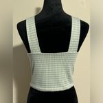 American Eagle EUC Green and White Knit Square Neck Gingham Tank Top Size Medium Photo 3