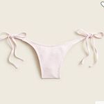J.Crew Light Pink Ribbed Curved Waist Cheeky String Bikini Bottom Small NWT Photo 1