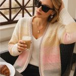 CCC Brown Tan Classy City Chicks Size Large Open Knit Cardigan Cozy Streetwear Photo 0