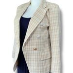 Attitude Unknown Womens Tweed Blazer Suit Jacket Khaki White Plaid Large Tan Photo 7