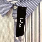 Lulus ‎ Nantucket Vibes White Striped Long Sleeve Button-Up Top Women's XL Blue Photo 5