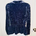 Modcloth  Peak of Chic Crushed Velvet Top Faux Wrap Puff Sleeve Blue S Photo 7