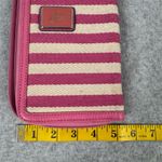 Guess Vintage Women's Striped Pink Wristlet Wallet with Logo Accents Zip Around Photo 8