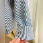 J.Crew  Funnel Neck Striped Shirt Size 6 Black White Shoulder Buttons Poplin Photo 13