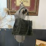Expressions NYC Broome St. Chain Vegan Gray Faux Fur Tote Bag Chain w Detail 🧡🎀 Photo 2