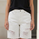 ZARA White Distressed Jean Shorts Photo 0