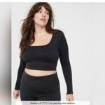 Aerie Offline By  Womens Seamless Cable Square Neck Ribbed Top Shirt Black NEW XL Photo 1