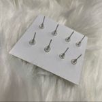 4 Flower Iridescent Plastic Stud Earrings (shamrock?) Pink Photo 5