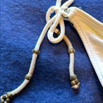 Vix Paula Hermanny Vix White string bikini bottom with Beaded Ties and ruching Photo 3