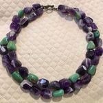 Amethyst VINTAGE and Turquoise Double Strand Sterling Silver Necklace Photo 0