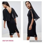 ASOS  DESIGN woven mix cape back pencil dress Christmas New Year Holiday Photo 1