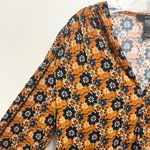 Smythe Floral V Neck Top Blouse Gold Blue Size S Photo 4