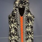 Milly Designer Floral Aesthetic Chevron Black / White / Orange Halter Dress Sz 4 Photo 4