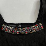 Free People  Lace Sheer Mini Dress Size XS Ruffle Sleeve Embellished Square Neck Photo 3