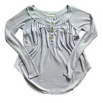 Free People We The Free Waffle Oversized Babydoll Long Sleeve Henley Top XS Photo 0