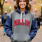 Women’s Blue Red Boston Long Sleeved Hoodie Sweatshirt Sz:Large EUC Photo 0