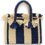 Vince Camuto Blue Satchel Emei Straw Paper Satchel in Charcoal Blue Photo 0