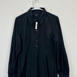 Madewell  Seamed Long Sleeve Mini Shirtdress Poplin Black Minimalist US 8 NWT Photo 6