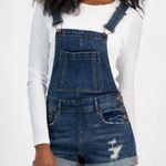Dollhouse Denim Overalls Sz Large Distressed Coverall Shorts Shortalls Grunge Skater 90s Photo 5