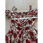 Hinge  Dress Womens Size Small Midi Cherry Red Floral‎ Feminine Peasant Romantic Photo 6