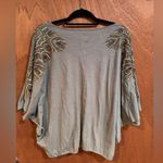 Anthropologie Vanessa Virginia Feather-Cloaked Top Olive Shirt size M/L Photo 7