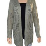 Hippie Rose  olive open front pointelle cardigan Photo 2