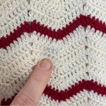 Handmade Vintage Crocheted Skirt Sz M Boho Holiday Red White Stripe Holiday Knit Photo 7