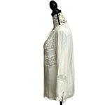 Chico's Chico’s Lace-Trim Crochet Tunic Blouse Women’s 0 (4/6) Semi-Sheer Coastal Preppy Photo 3