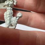 White Enamel Poodle Dog With Green Rhinestone Eyes Brooch Pin Photo 1