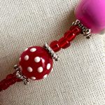 Pink and red hand painted beaded necklace Photo 7