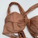 AQUA Bikini Top Size Small Swim Ruched Underwire Caramel Metallic Bloomingdales Photo 4