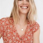 Madewell 💕💕 Button Front Midi Dress ~ Piazza Floral Print Orange White ~ Small Photo 4