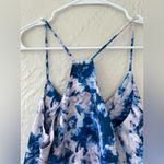 Ro & De  Tie Dye Purple, Blue Racerback Style Peplum Tank, Side Zip; size S Photo 3