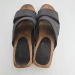 Bongo Women Size 6 Blue Leather Wooden Platform Sandals Chunky Clogs Retro Y2K Photo 4