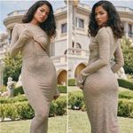 House Of CB  Giovanna Stone Floral Lace Long Sleeve Maxi Dress M Photo 11