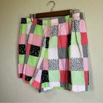 Patchwork Gingham Pink Green Floral Checkered Cotton Shorts Ladies Size 1X Photo 4