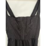 o.p.t Marina 100% Linen Minimalist Lace Trim Elegant Black Tea Length Dress 6 Size M Photo 5