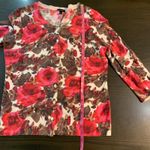 Talbots  Womens Cardigan Sweater Floral Print Button Up Knit Top Size L Feminine Photo 7